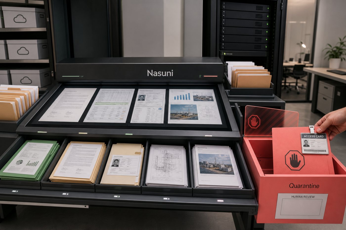 Nasuni پلیٹ فارم میں DryvIQ مختلف repositories کی فائلیں classify کر کے حساس مواد محدود کرتا ہے