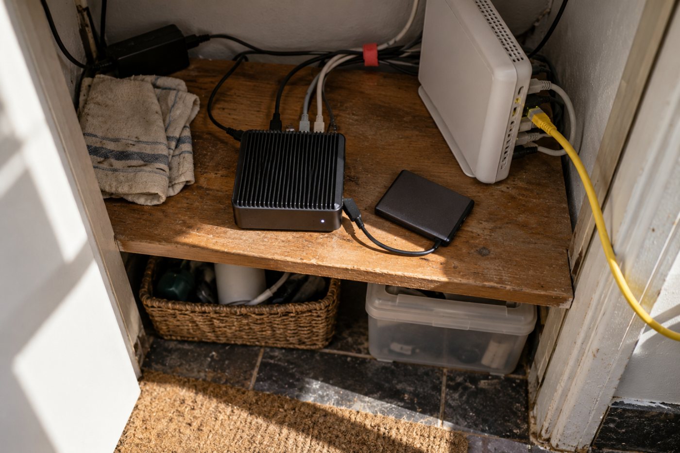 Een thuisserver draait self-hosted diensten onder een gewoon Linux-gebruikersaccount.