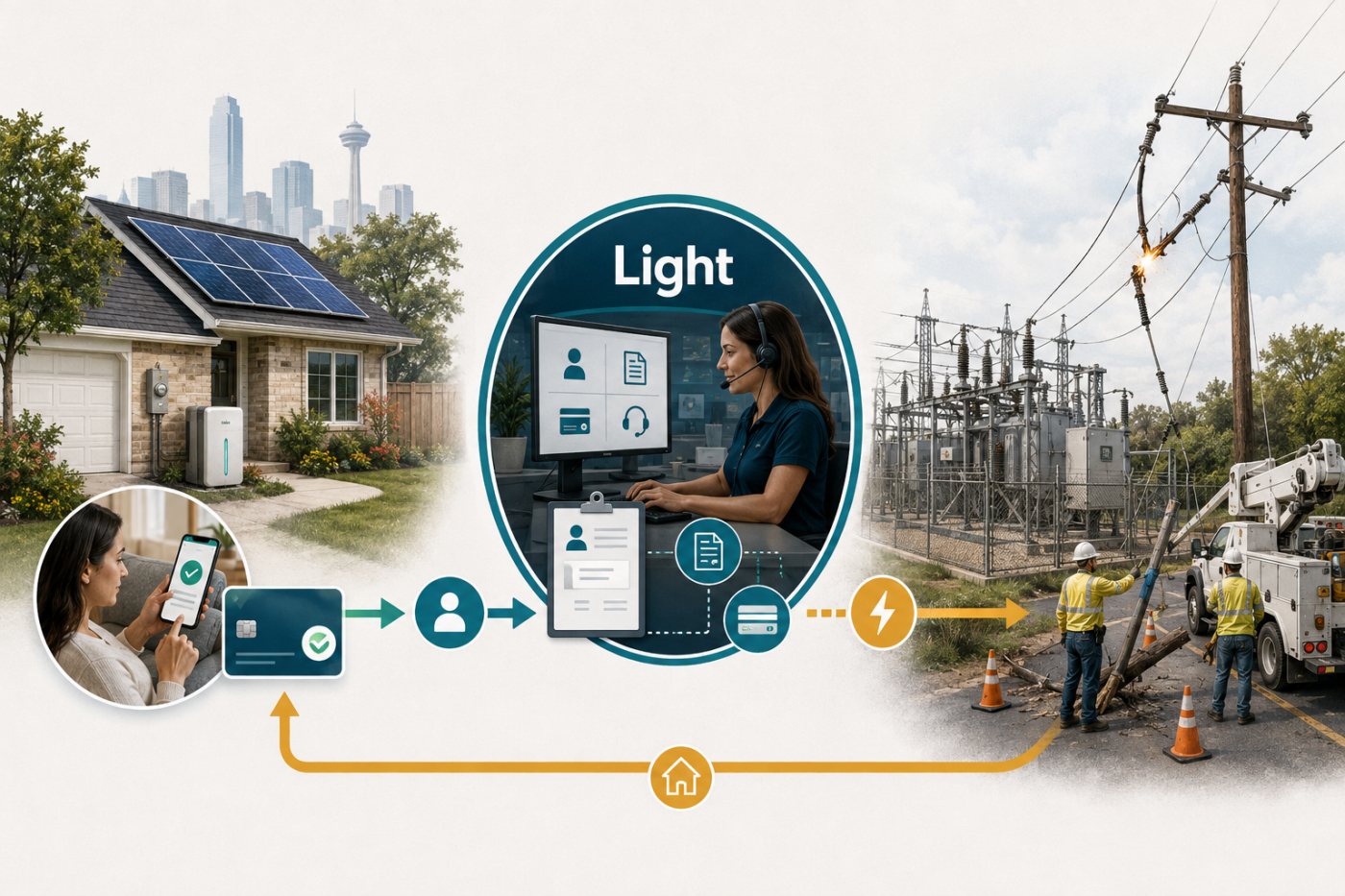 Light обслуживает тариф и расчёты, а местный сетевой оператор отвечает за физическую электросеть.