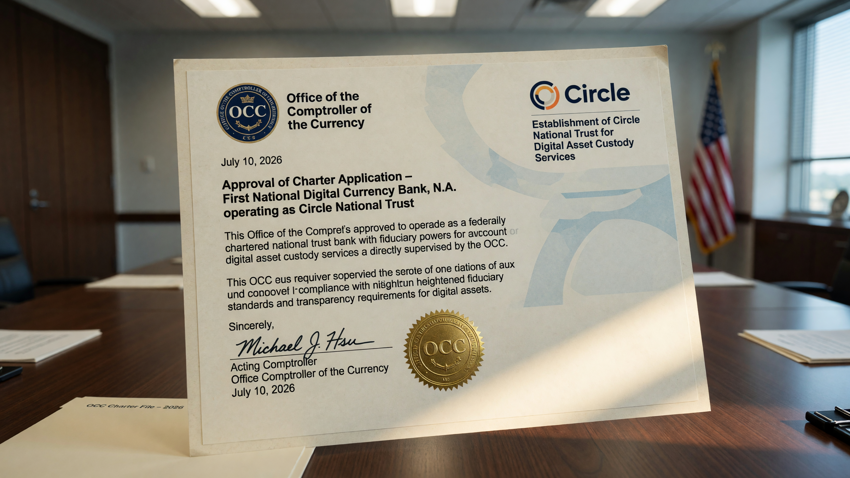 Circle получила финальное одобрение OCC на создание национального трастового банка