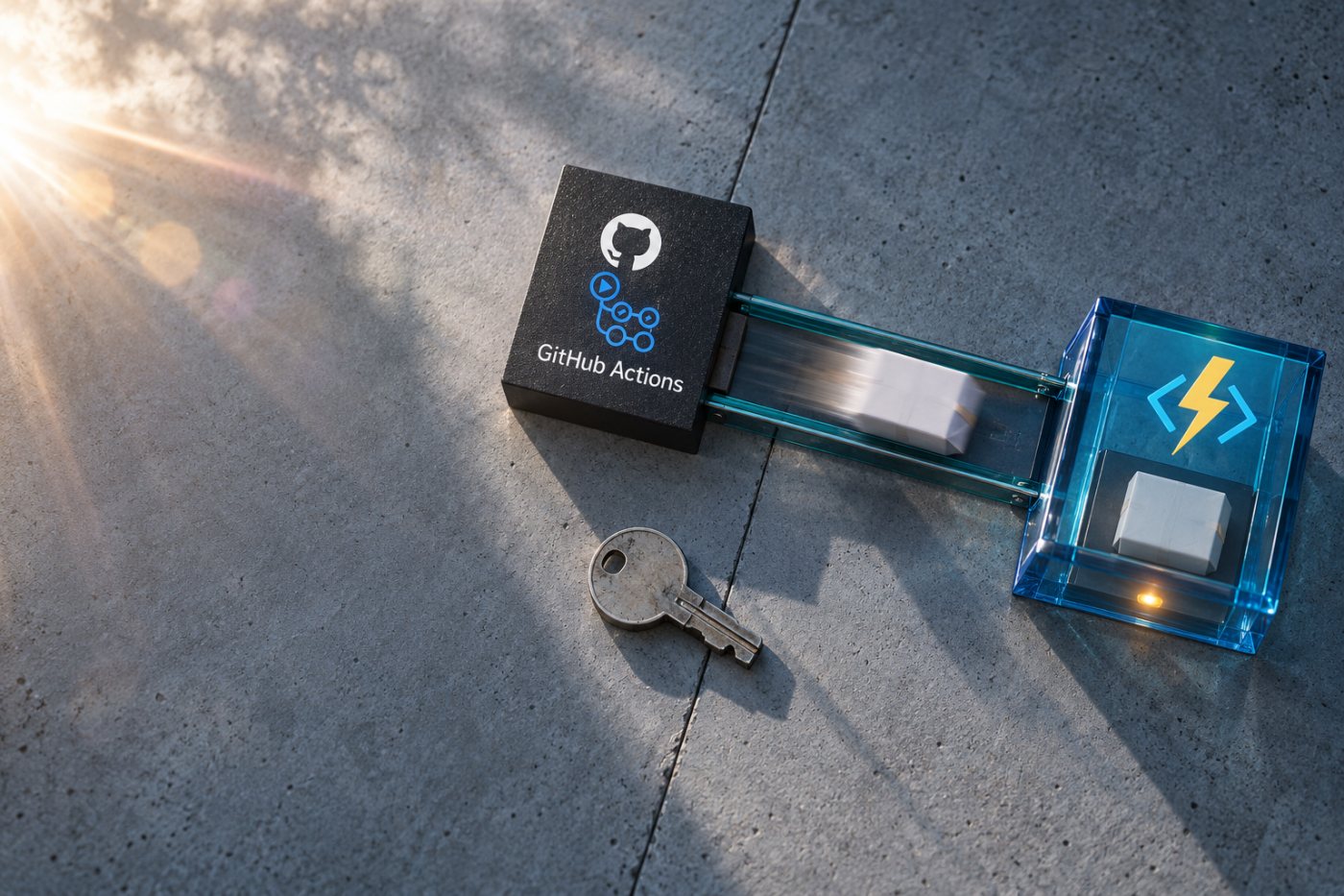 Een GitHub Actions-deployjob meldt zich via OIDC aan en publiceert een pakket naar Azure Functions.