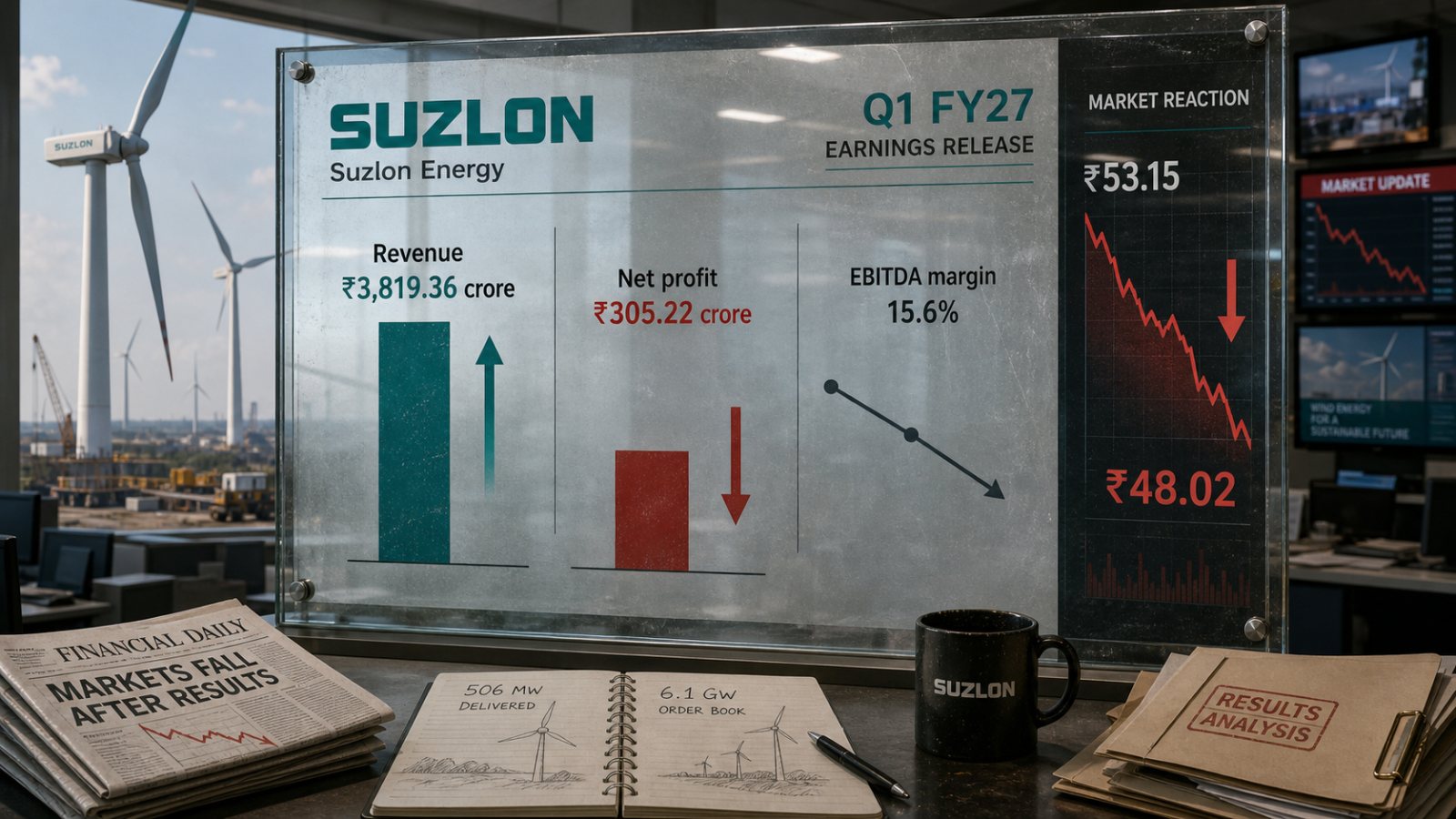 सुजलॉन एनर्जी Q1 FY27: राजस्व 23% बढ़ा, मुनाफा 6% घटा