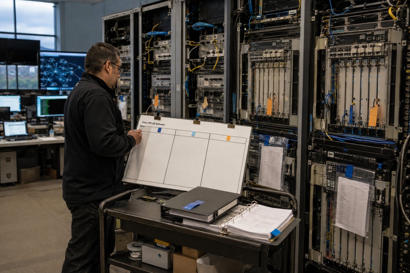 Inventário do Cisco IOS XR separa famílias com SMUs disponíveis, planejados e correção incorporada.