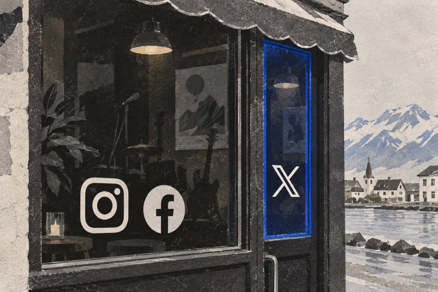 Instagram og X eru aðskildir samfélagsmiðlareikningar; tenging við X er greidd viðbót í Metricool.