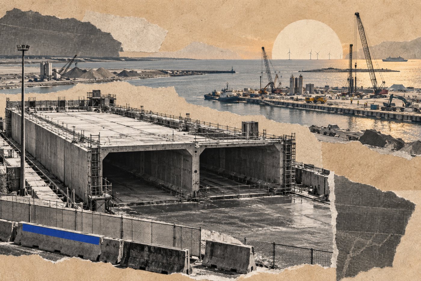 Femern Link Contractors’ arbejde ved Rødbyhavn indgår i et større byggeri med flere arbejdsområder.