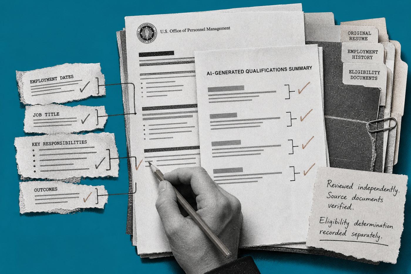 وفاقی بھرتی میں AI کے CV خلاصے کی امیدوار کے اصل ریکارڈ سے آزاد انسانی تصدیق