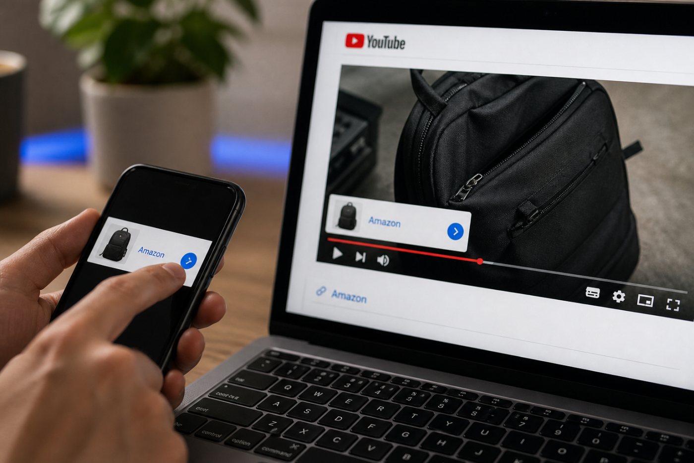 YouTube videosundaki yerel Amazon ürün etiketi ile açıklamaya eklenen satış ortaklığı bağlantısının farklı iş akışları