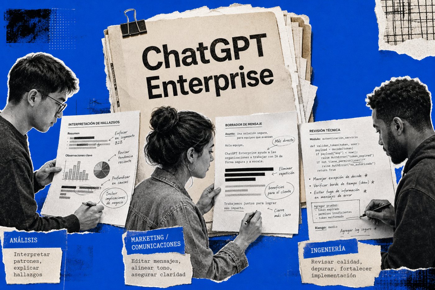 Distintos departamentos usan ChatGPT Enterprise para análisis, comunicación comercial y trabajo técnico.