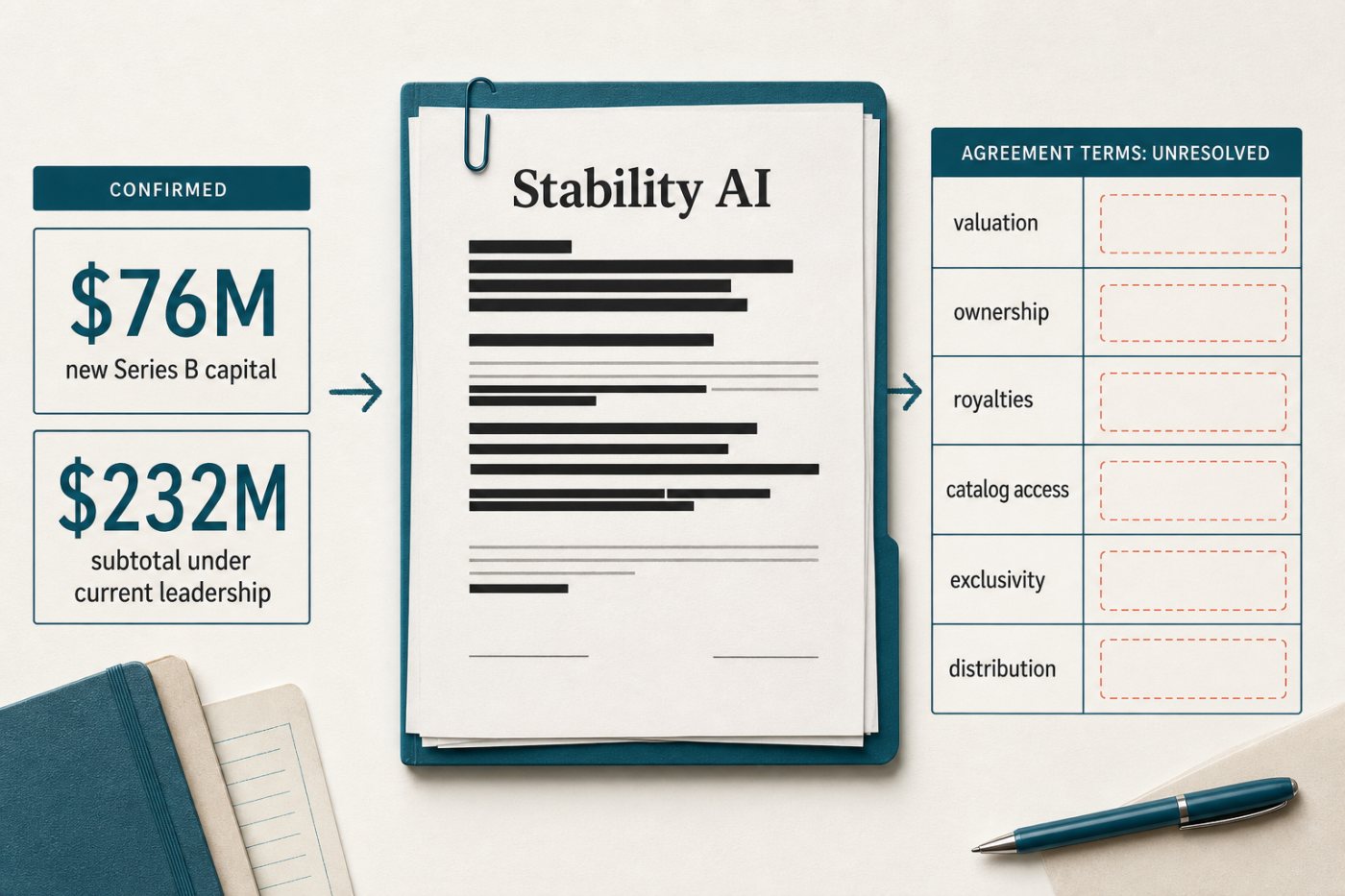 Undisclosed valuation, licensing and distribution terms surrounding Stability AI’s Series B.