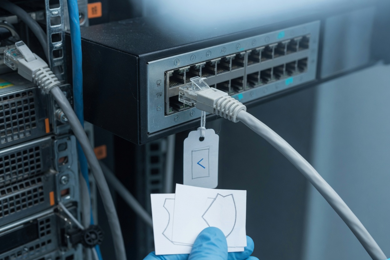 Network cable plugged into SUSE server hardware