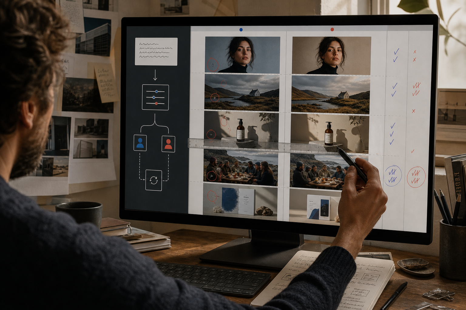 Сравнение двух профилей персонализации Midjourney на одинаковых промптах