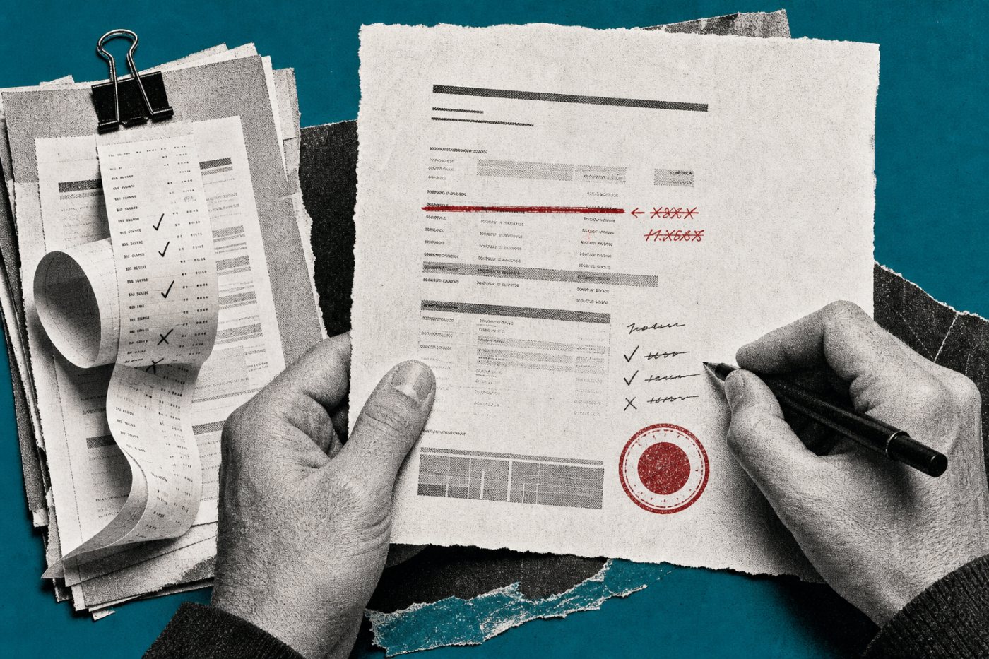 An auditable human–AI handoff records review, correction and the worker’s final decision.