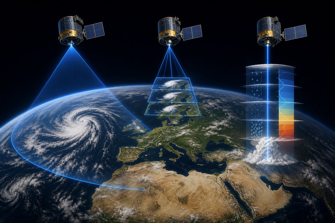 The first MTG trio divides full-disk imaging, rapid European scans and atmospheric sounding.