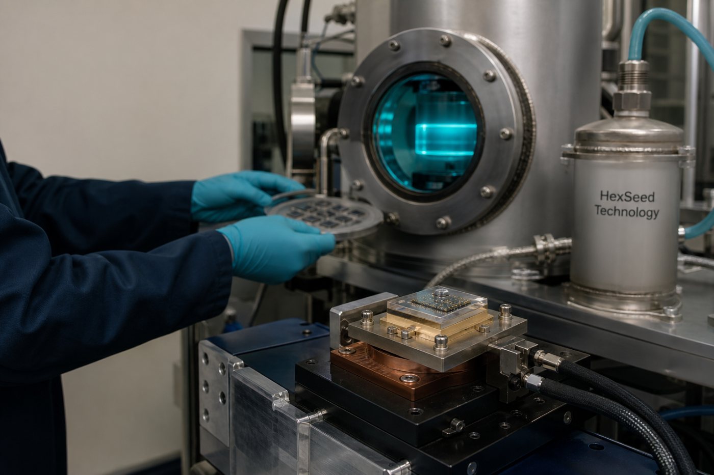 CO₂ capturado convertido en una película de diamante CVD sobre un dispositivo de GaN para su prueba térmica.