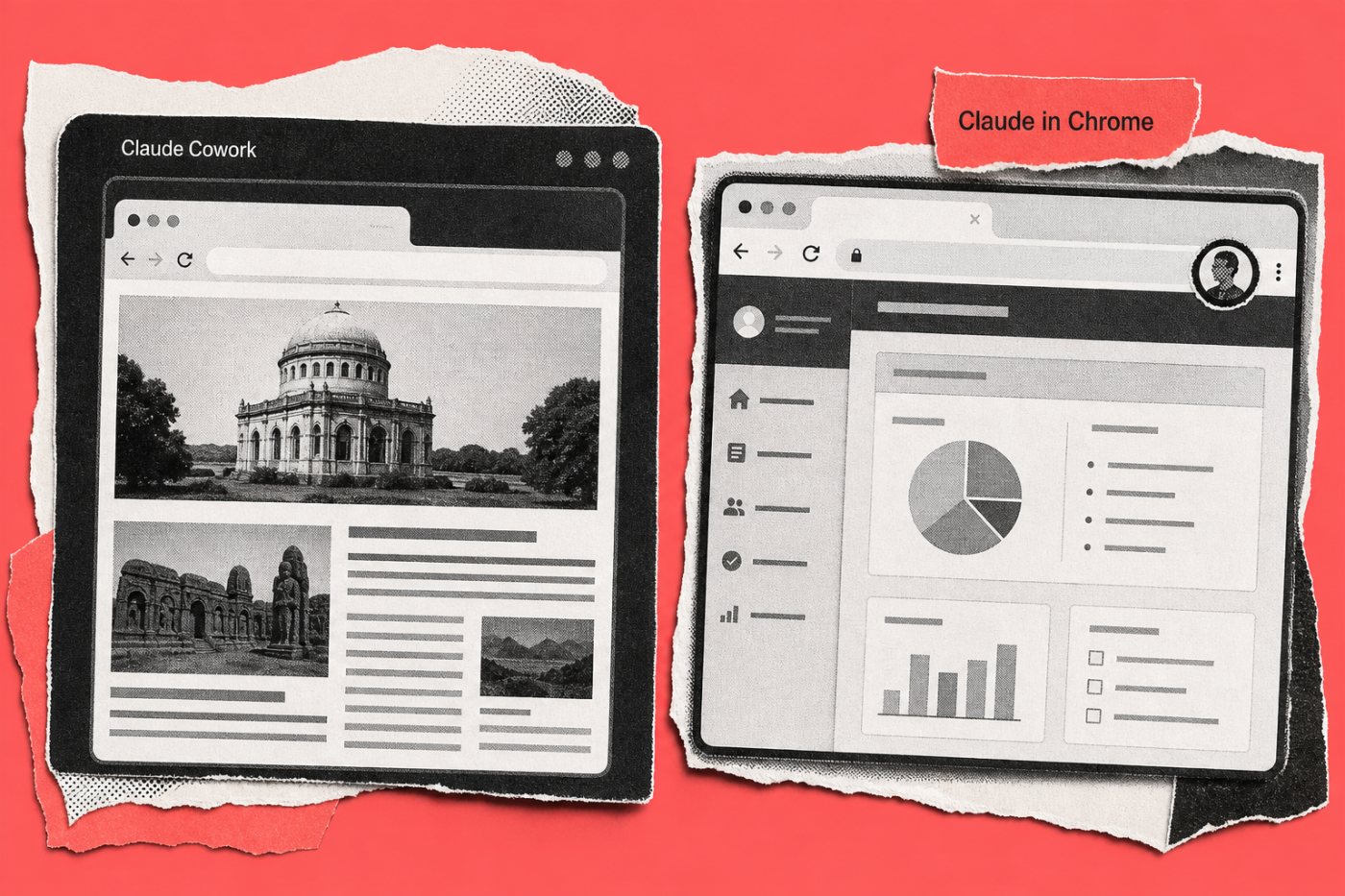 Browser bawaan Cowork menangani situs secara mandiri, sedangkan Claude in Chrome bekerja pada halaman yang sudah terbuka.