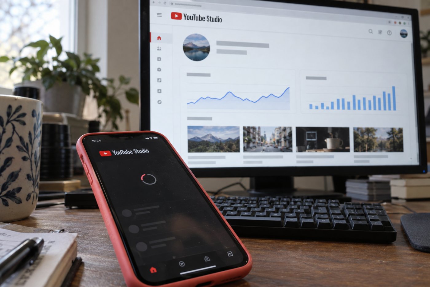 Канал открывается в веб-версии YouTube Studio при проблеме мобильного приложения