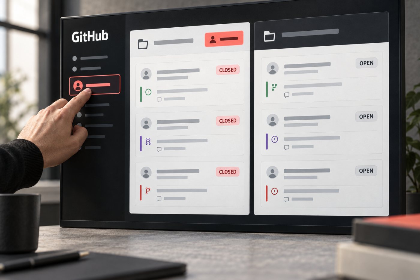 GitHub kuruluşunda moderatörün yazma yetkisine göre bazı katkıların kapanıp diğerlerinin açık kalması