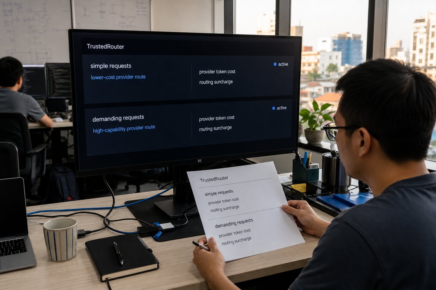 TrustedRouter phân tuyến khối lượng AI theo độ khó, trong khi chi phí token và phí trung gian cùng được tính vào tổng chi phí.