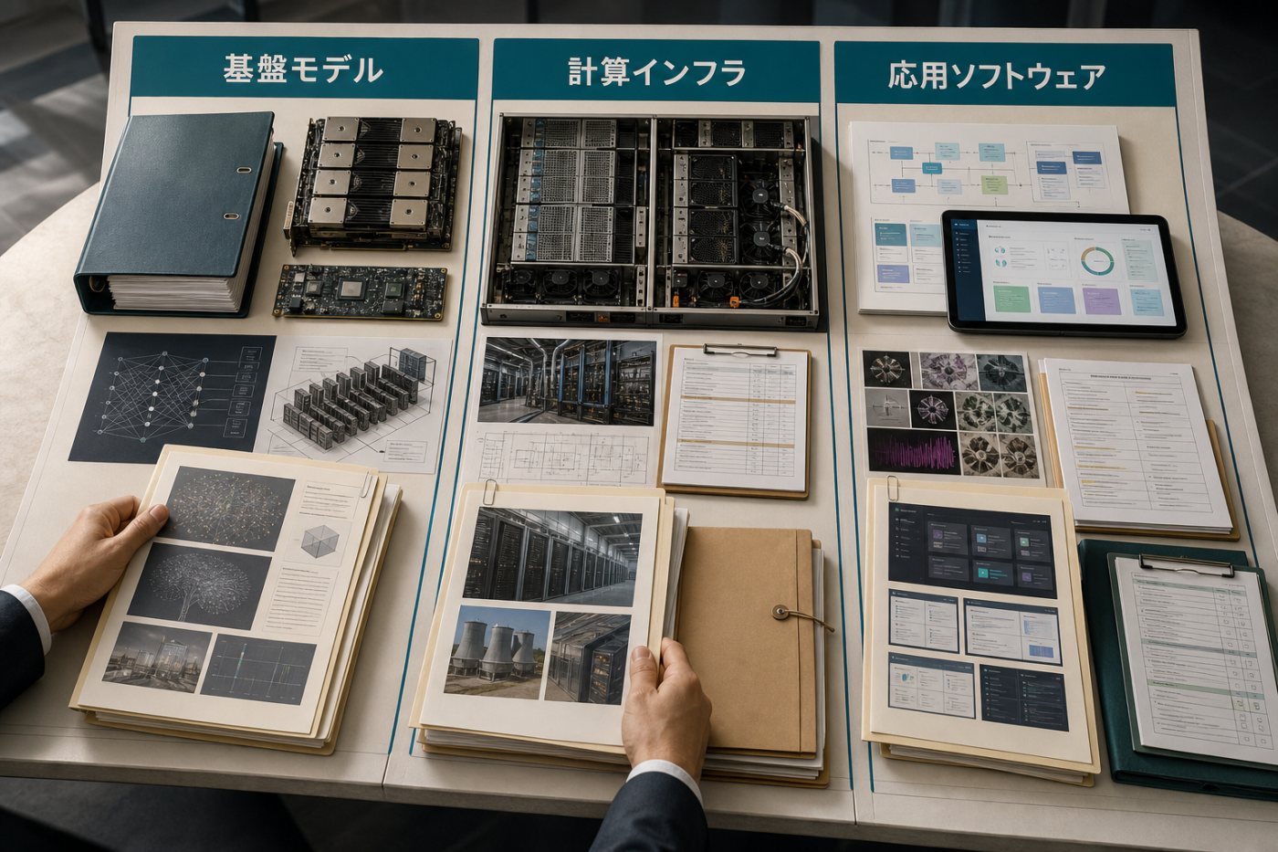 AI企業を基盤モデル、計算インフラ、応用ソフトウェアに分けて資本需要と収益を比較する投資審査