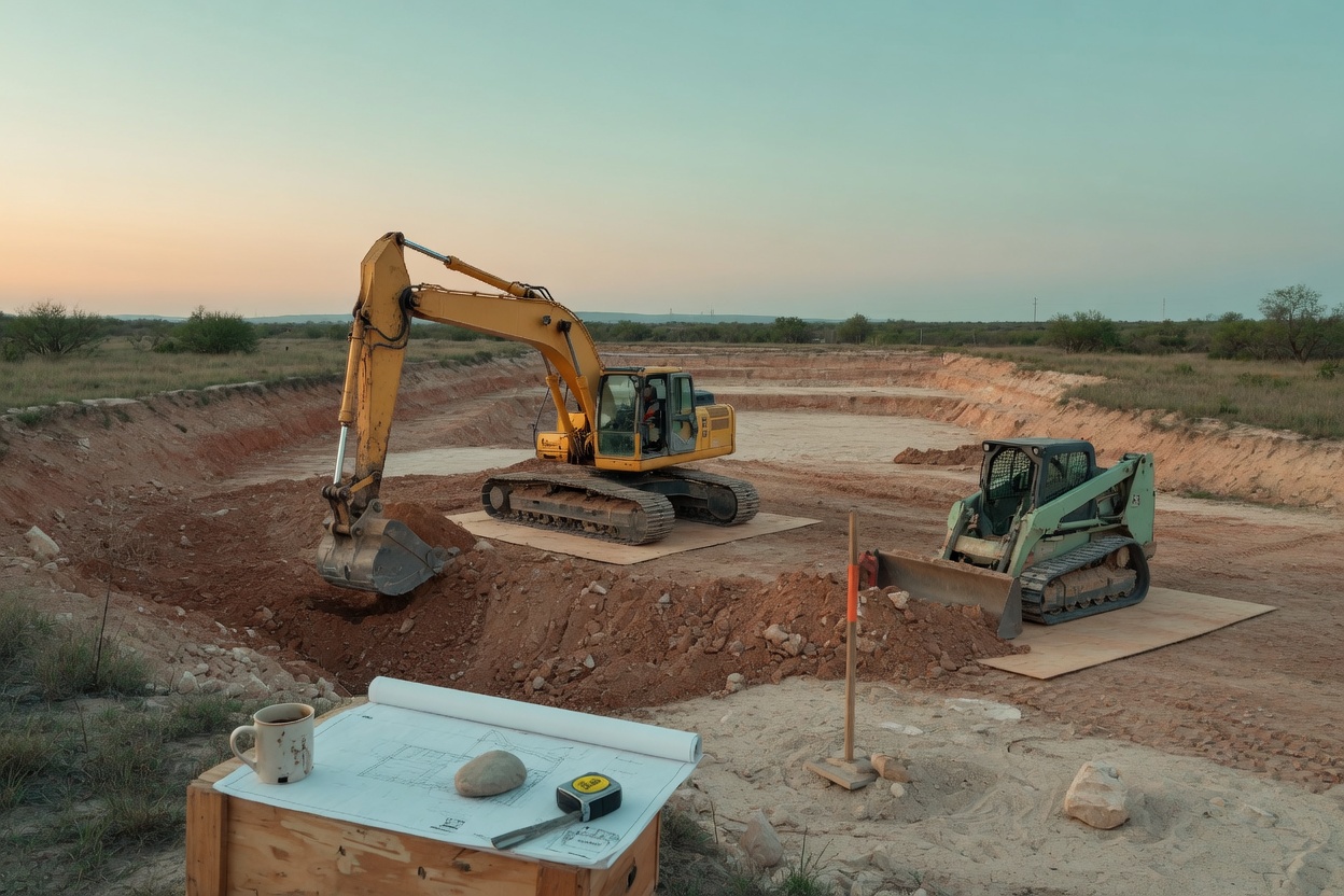 Heavy equipment at a Texas construction site using automation technology