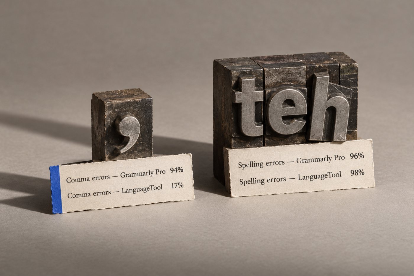 İngilizce ölçümünde Grammarly virgül hatalarında, LanguageTool ise yazım yanlışlarının tespitinde öne çıkıyor.