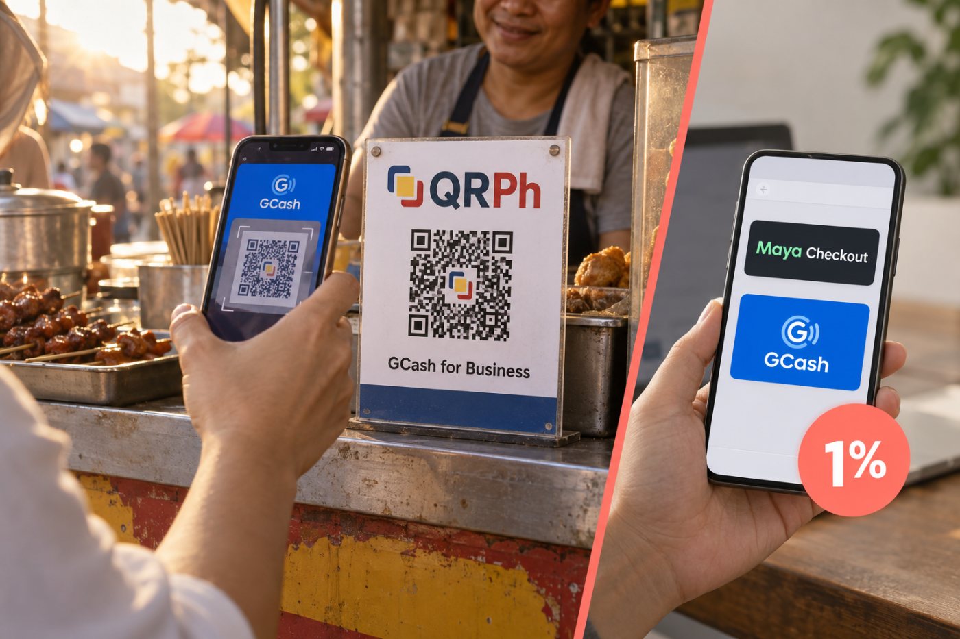 Bayad sa QRPh sa isang tindahan, na hiwalay sa direktang GCash payment option ng Maya Checkout.
