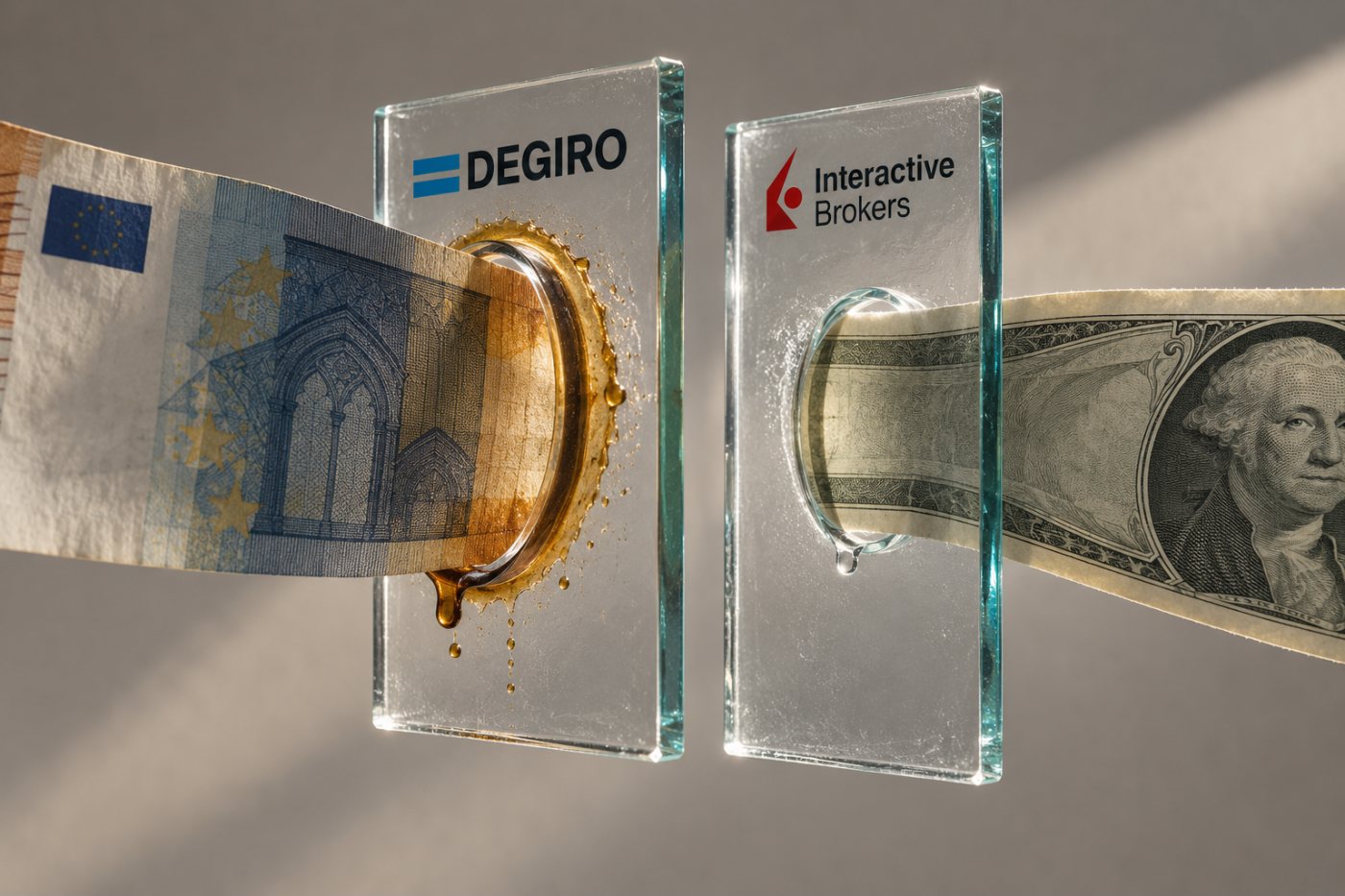 Bij een valutawissel van €1.000 verschillen de berekende automatische kosten voor DEGIRO en Interactive Brokers.