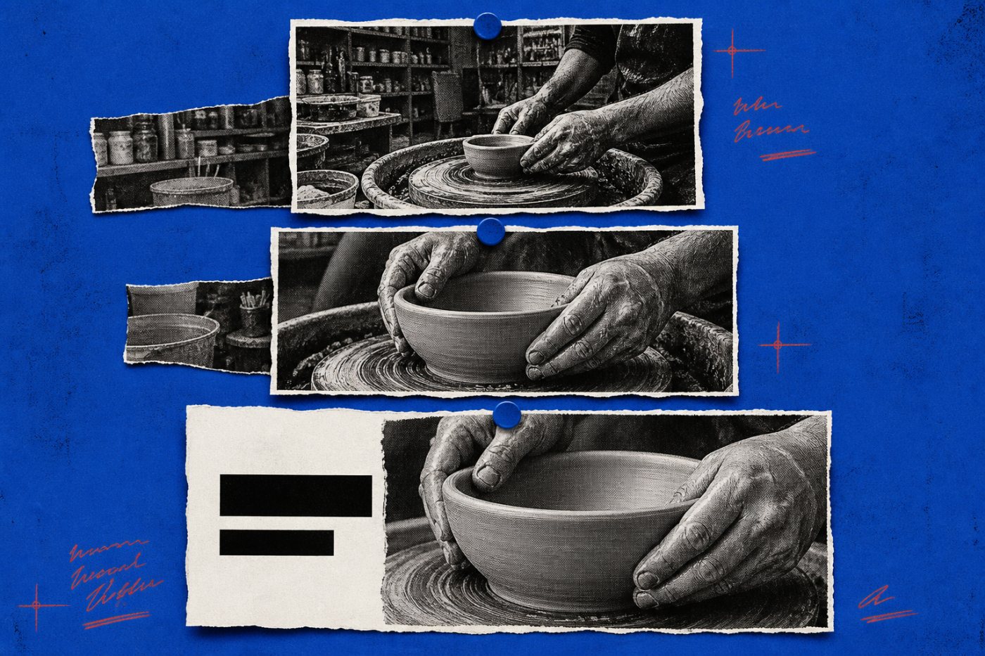 Separate Ask Studio follow-up prompts refine the subject, composition and text of a thumbnail draft.