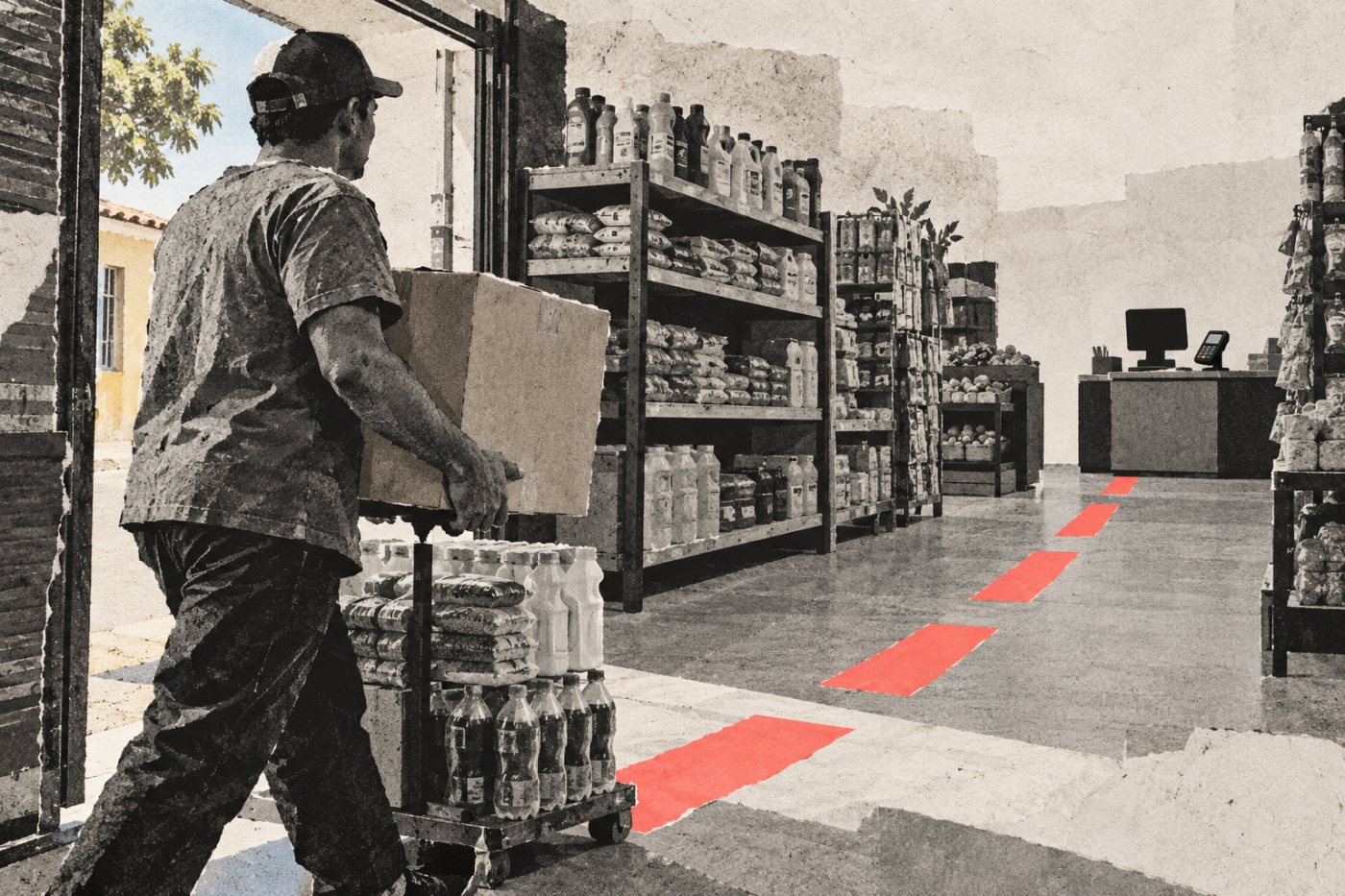 Entrega de mercadorias chega ao comércio antes da entrada das vendas feitas no cartão.