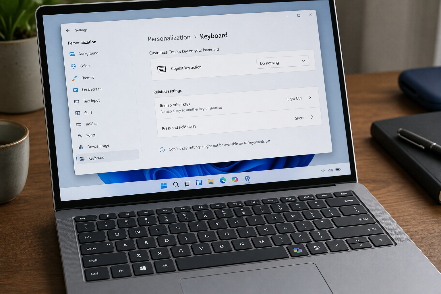 Windows 11 में Do nothing चुनने पर भौतिक Copilot कुंजी निष्क्रिय दिखाई देती है