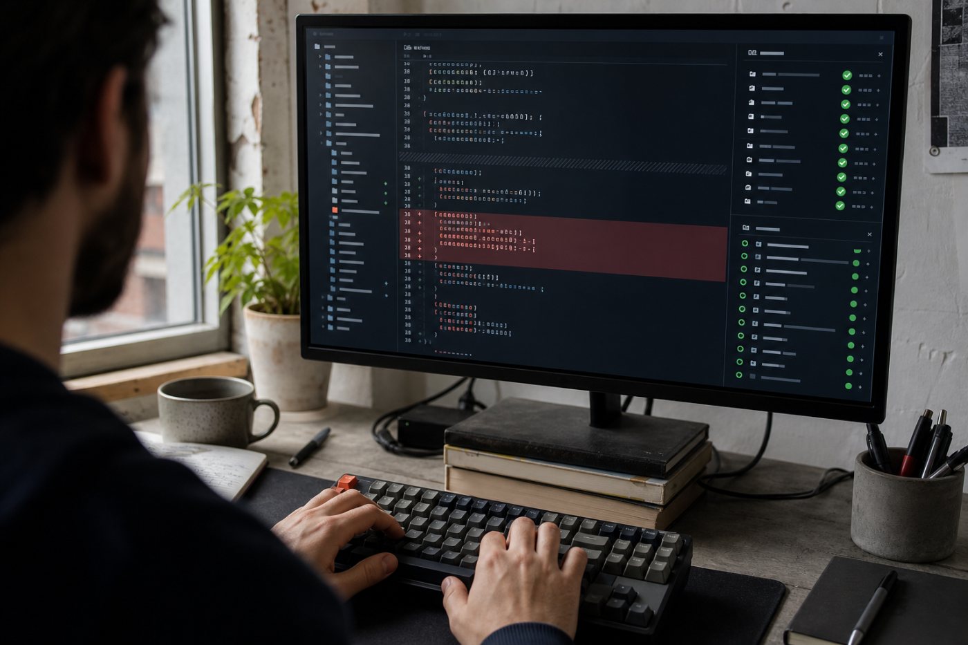 Claude Code aplica cambios a un repositorio y muestra resultados de pruebas como criterio práctico frente a ChatGPT Plus y Google AI Pro.