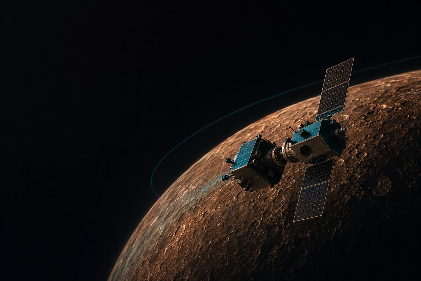 結合したまま水星周回軌道へ投入されるMPOと「みお」