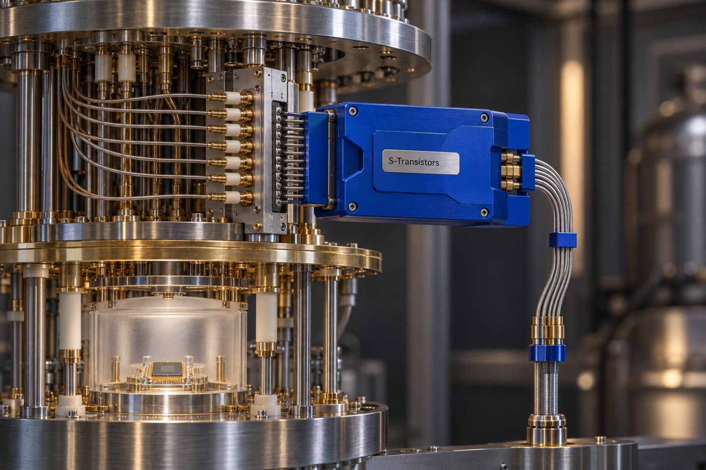 Mevcut kriyojenik düzeneğe takılan S-Transistors çoklayıcısının sinyal yollarını birleştirmesi