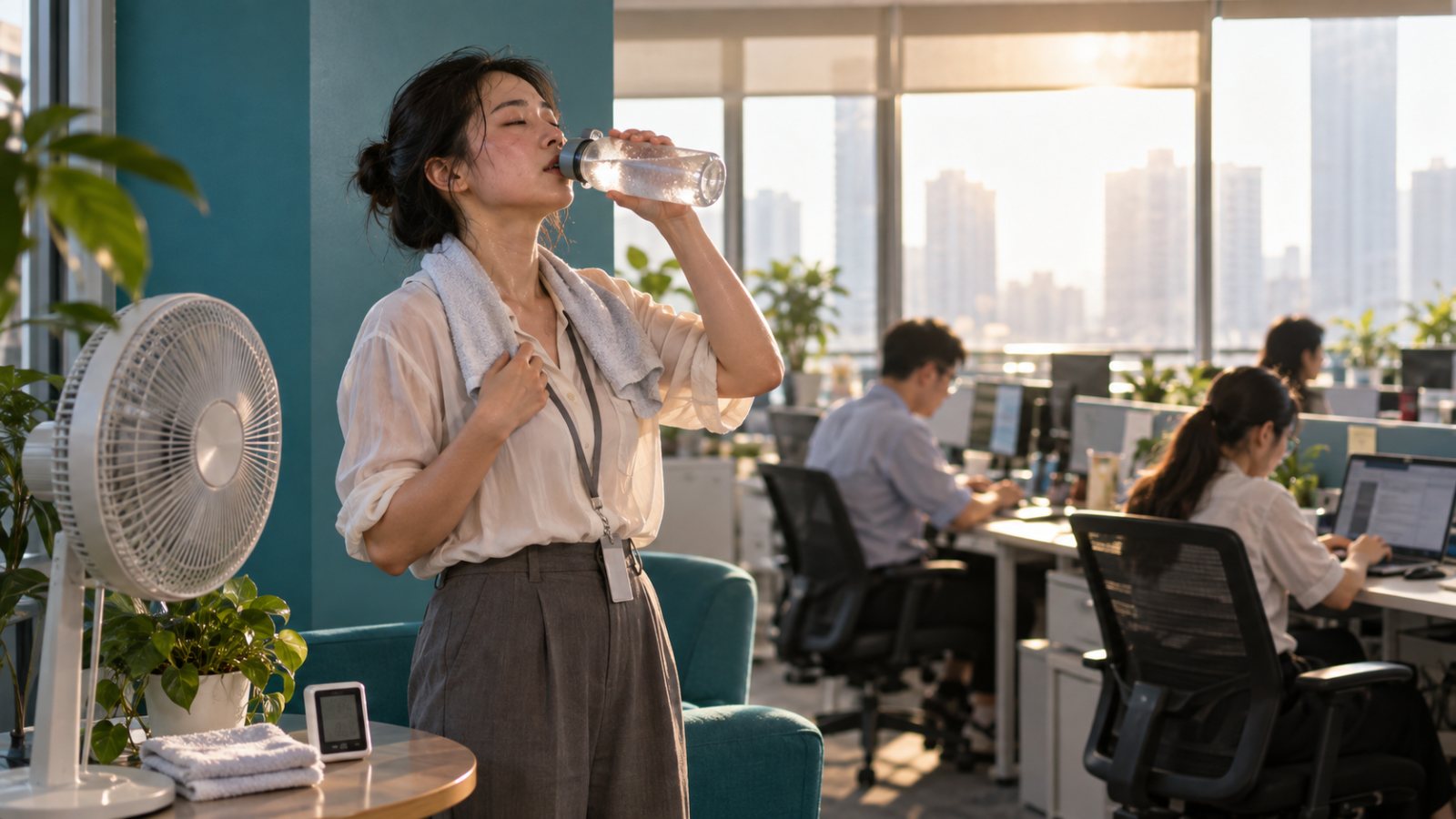 办公室超过38℃后，女性每天多花4.38分钟无法工作