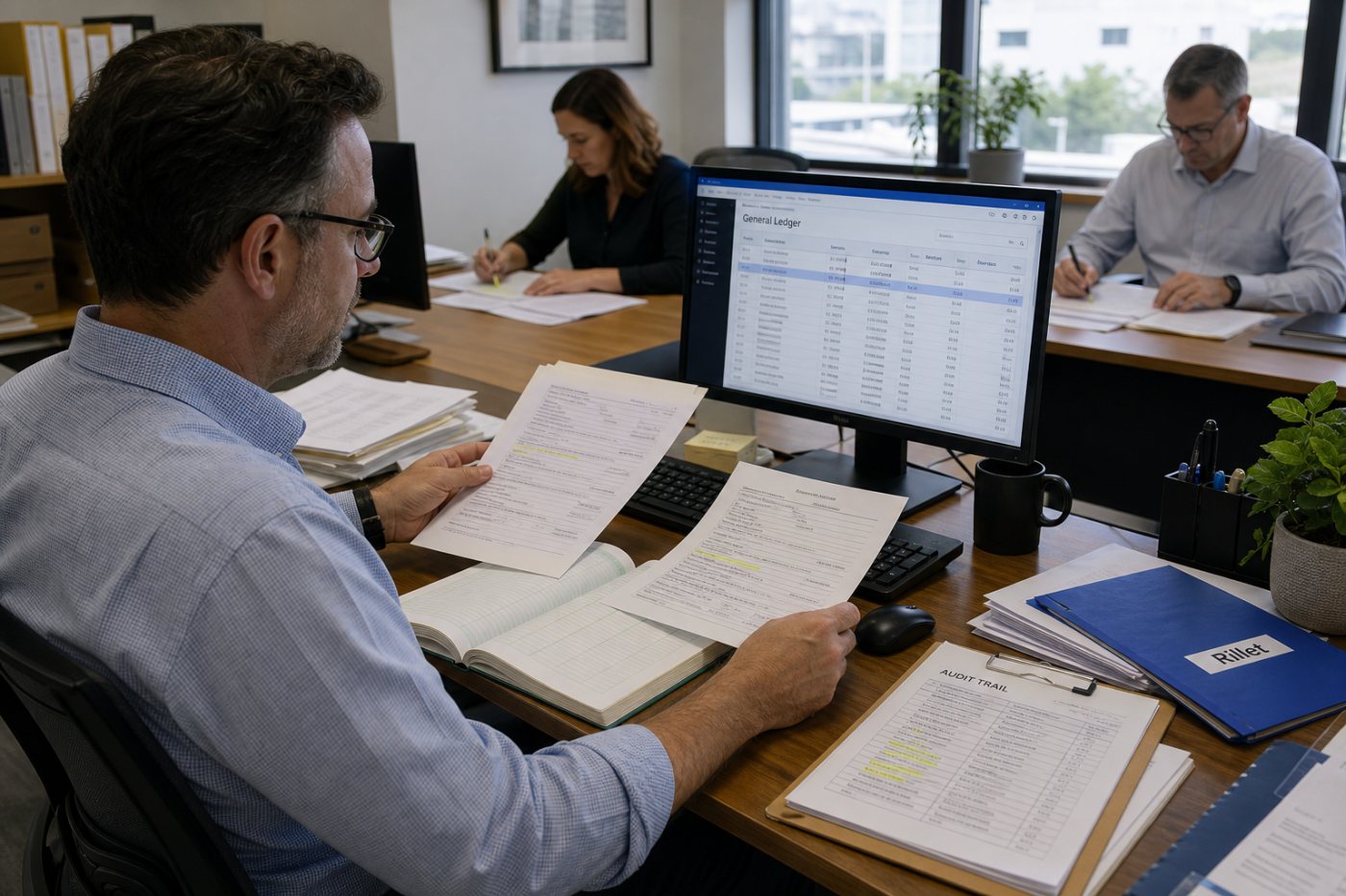 L’ERP comptable de Rillet traite des opérations dans un grand livre continu avec validations humaines et piste d’audit.