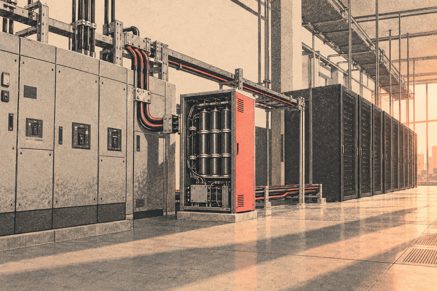 Skeleton Technologiesi superkondensaatorisüsteemi kavandatav koht Siemensi andmekeskuste elektritaristu pakkumises.