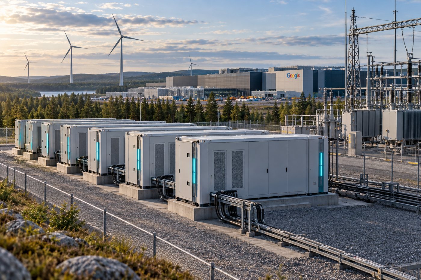 Batería de 94 MW junto al futuro centro de Google en Kajaani para equilibrar la red y la generación eólica
