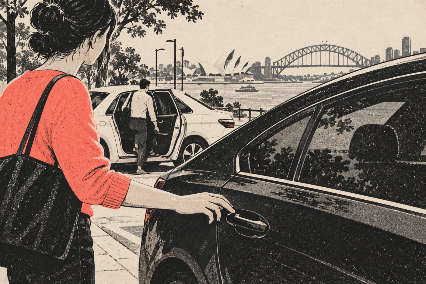 A rideshare account hold leaves one passenger unable to take a trip while another boards.