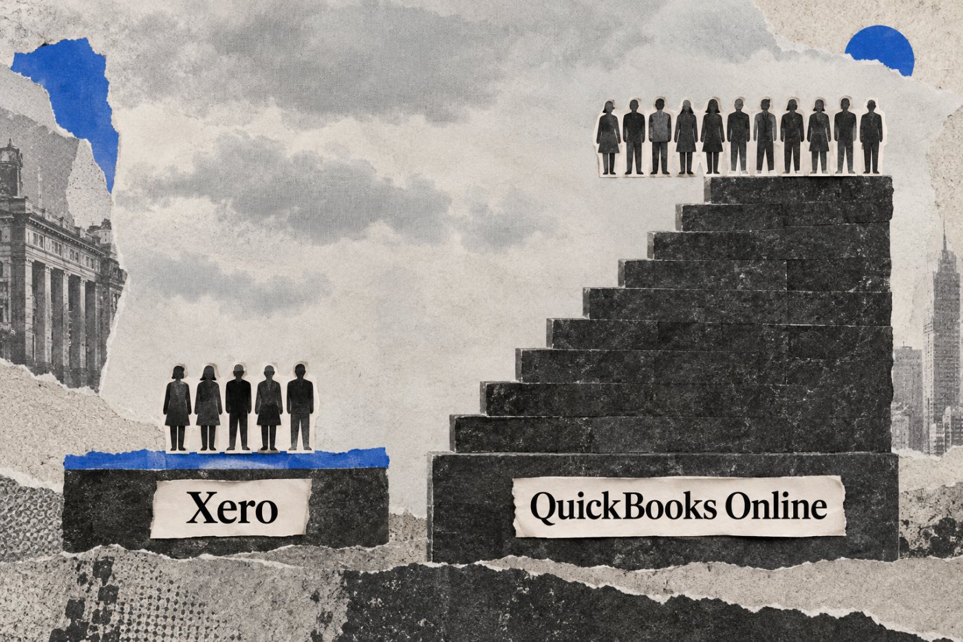 مقایسهٔ هزینهٔ سالانهٔ Xero Growing و QuickBooks Online برای تیمهای پنج و دهکاربره