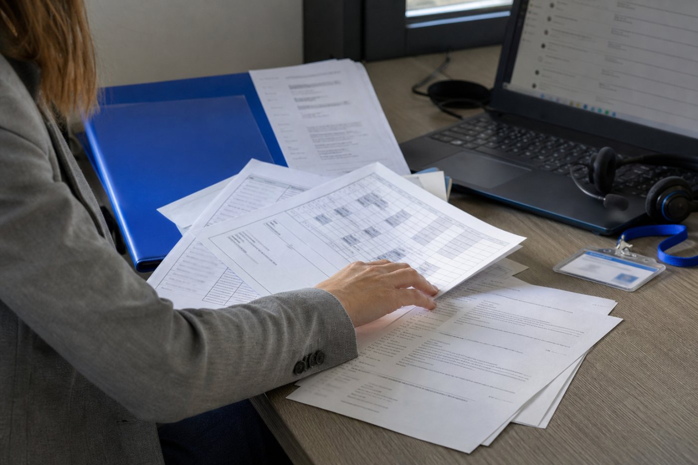 Revisión de horarios, instrucciones, medios del cliente y facturas para comprobar la dependencia organizativa.