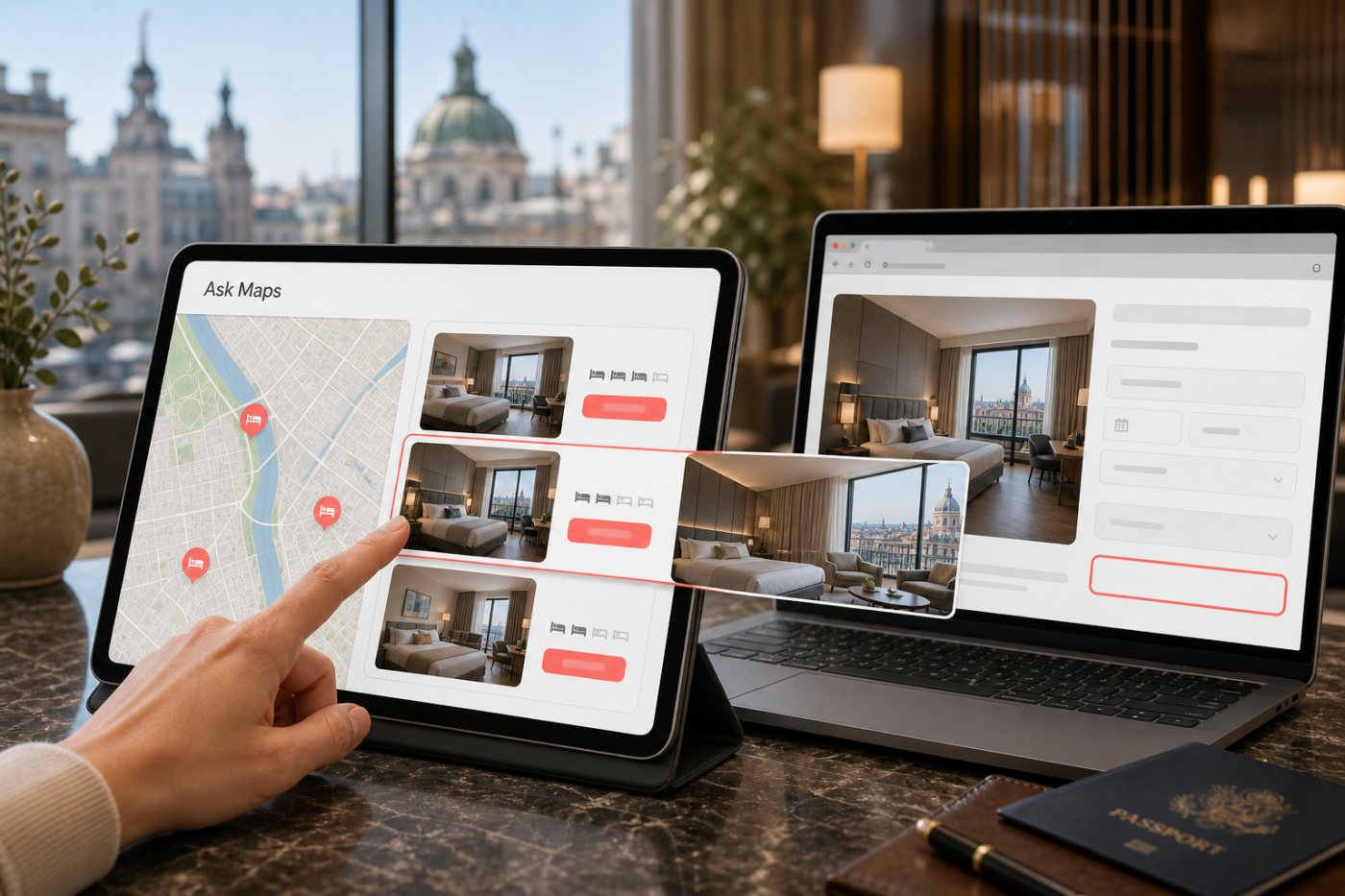 Ask Maps compara precios y disponibilidad de hoteles antes de derivar la confirmación al proveedor de la reserva.