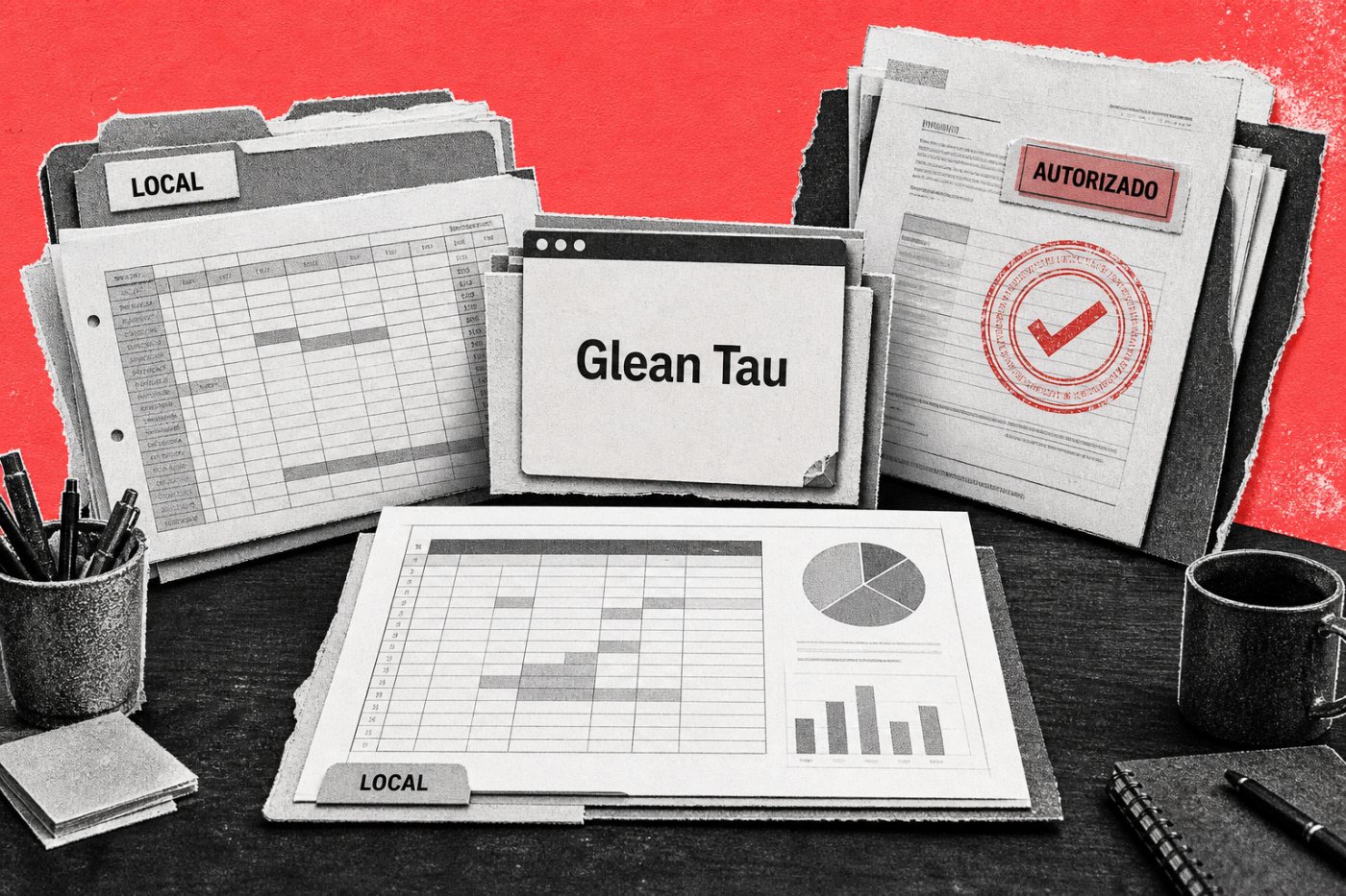 Tarefa do Glean Tau reúne um arquivo local e um documento corporativo com permissões distintas.