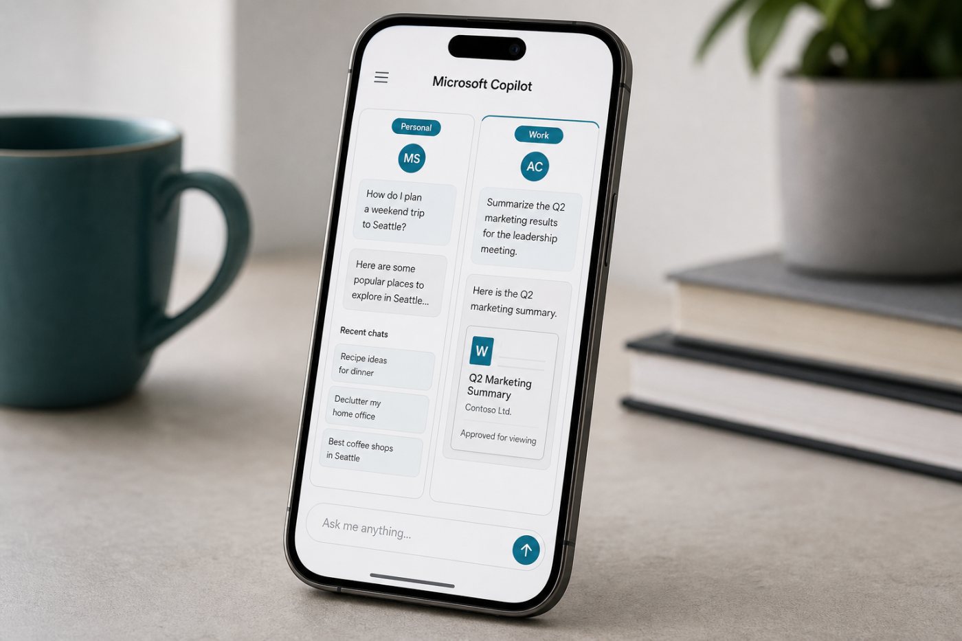 Microsoft Copilot cambia entre una cuenta personal y una identidad Entra sin mezclar conversaciones, archivos ni permisos.