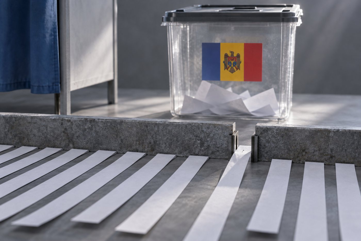 Urnă de vot dintr-o secție electorală moldoveană, separată de solicitările oprite înainte de a ajunge la serviciul protejat.