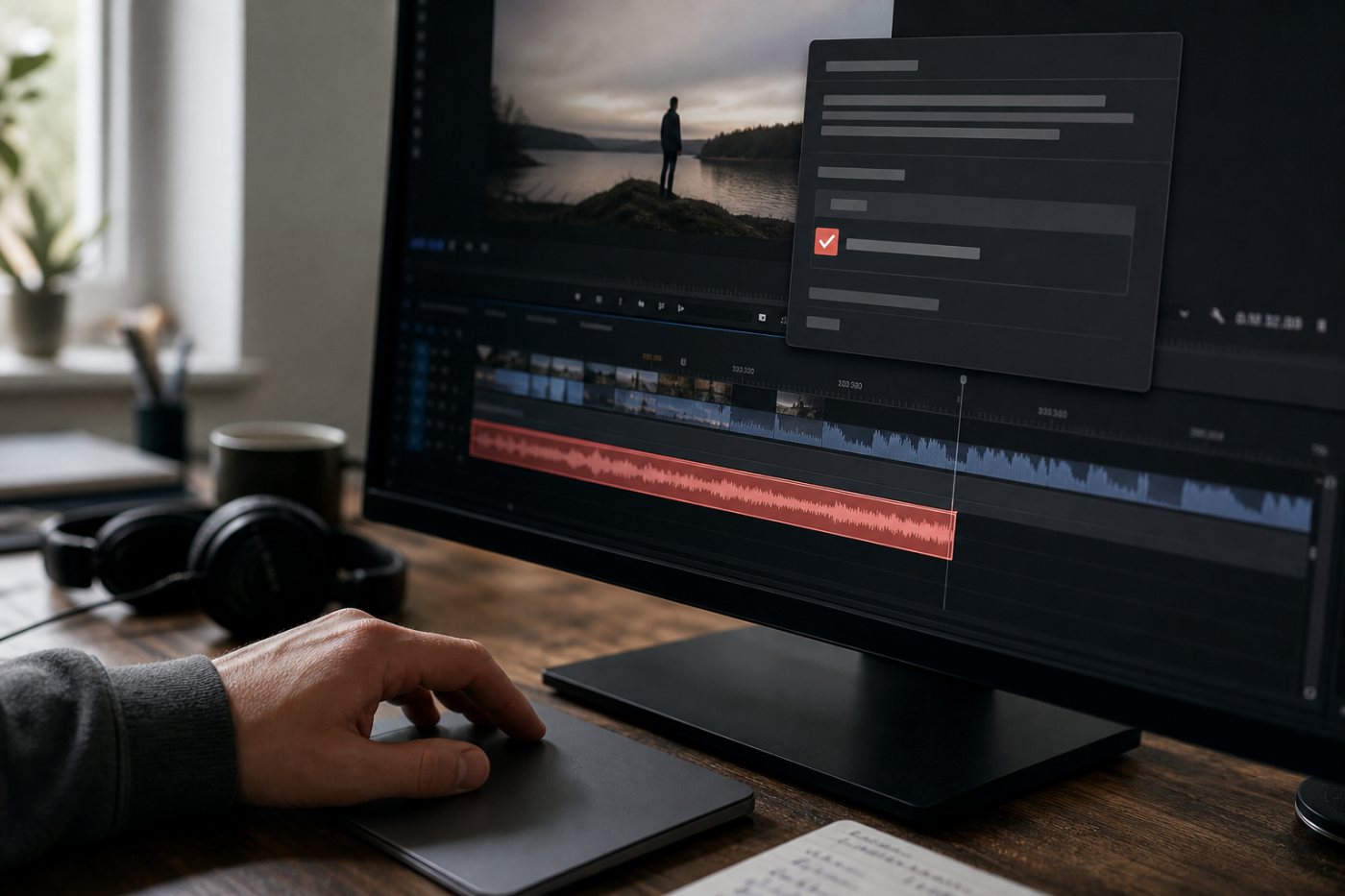 Ein Creator prüft für einen Creator-Music-Titel eine kostenlose Lizenz vor dem Upload eines Longform-Videos.