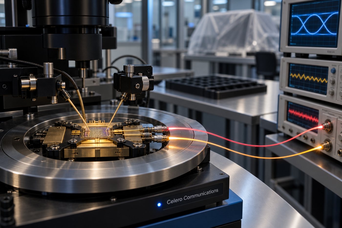 DSP coerente de 2 nm em validação com processamento digital, circuitos analógicos e fibra óptica.