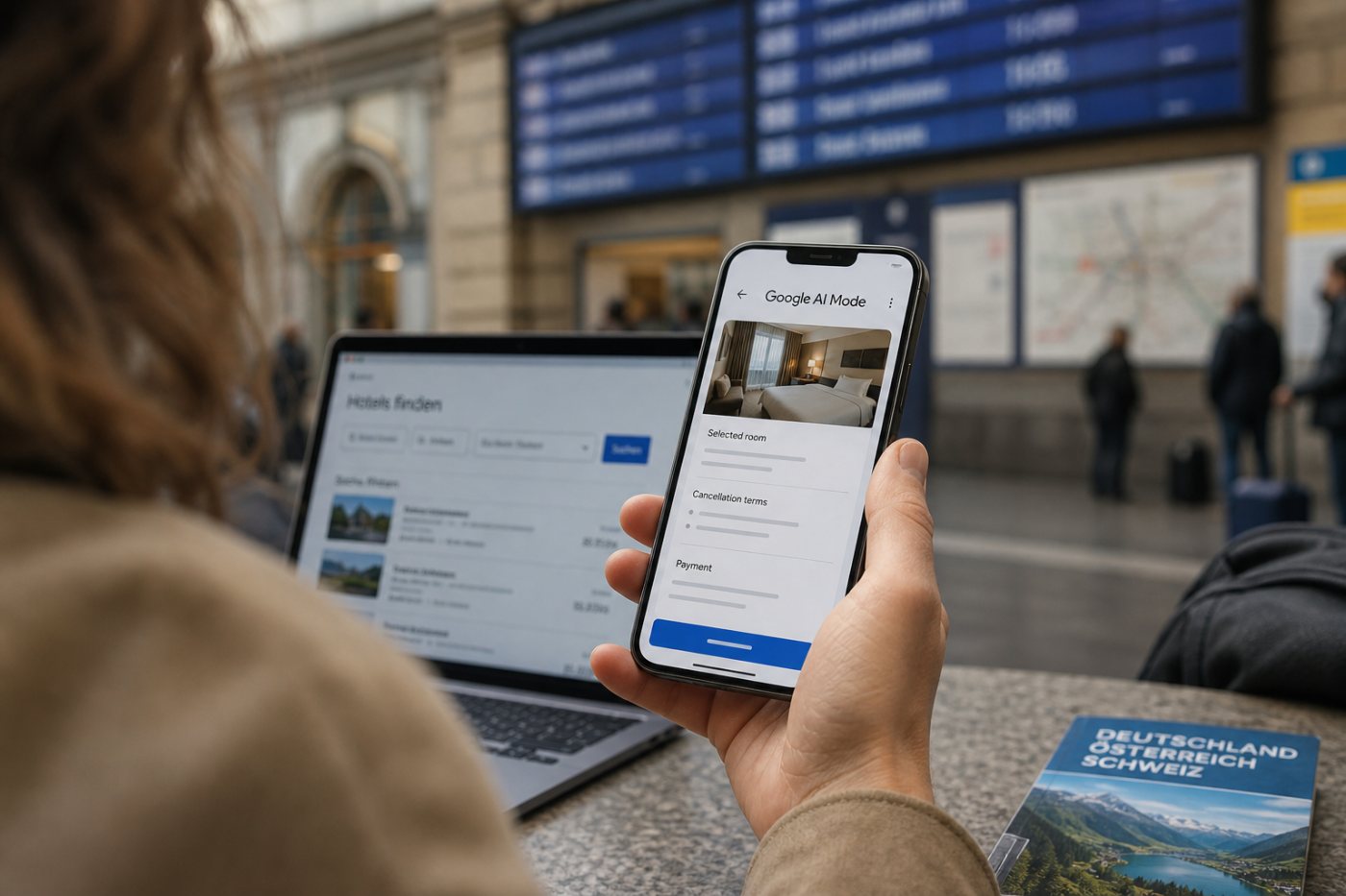 Die Hotelbuchung im Google AI Mode startet in den USA, während für Deutschland, Österreich und die Schweiz kein Termin bestätigt ist.