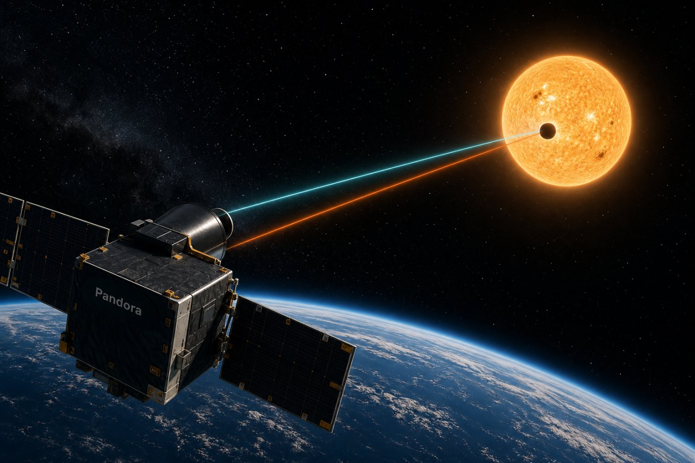 Pandora réalise une longue observation scientifique d’une exoplanète pendant son transit devant son étoile.