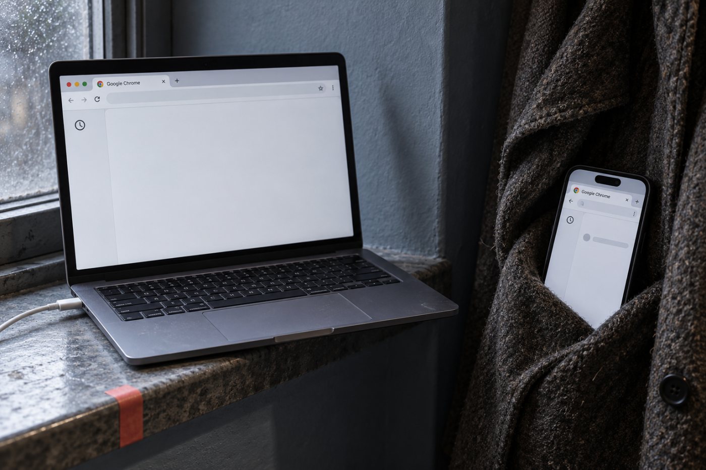 Kontrol af Chrome-historik på flere enheder viser, hvorfor en enhed uden forbindelse skal tjekkes igen.