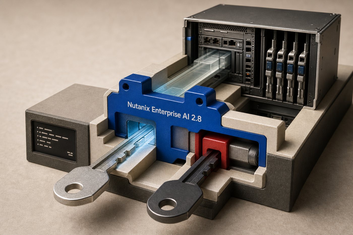 Nutanix Enterprise AI 2.8 applies different MCP tool permissions to users and client keys, blocking an unauthorized action.